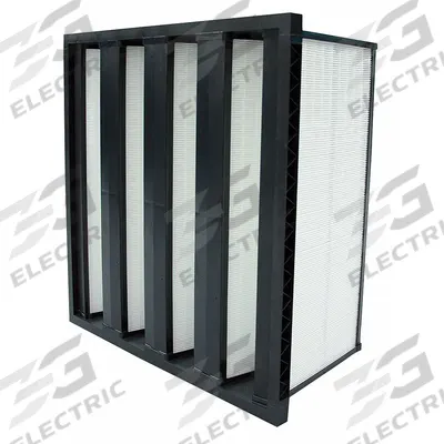 GRAINGER V-Bank Air Filter: 24 in x 24 in x 12 in, Fiberglass, Single Header - MERV 14 V-Bank Air Filters