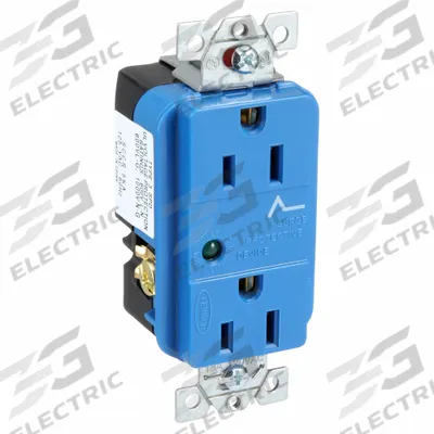 HUBBELL Receptacle: Duplex, 5-15, Blue, 125V AC, 15 A, 2 Pole / 3 Wire (MPN HBL5260SA) - General Purpose Receptacles