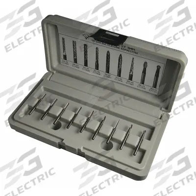 CLE-LINE Carbide Bur Set: 1/8" Shank, Single Cut, 3/32" Head Dia - Single-Cut Carbide Bur Sets
