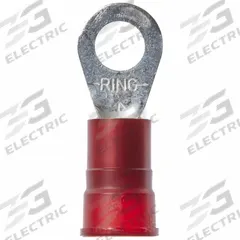 3M Ring Terminal: Red, Nylon Insulation, 1/4 in Stud Size, 22 AWG to 18 AWG Wire Sizes, 1,000 V (MPN MNG18-14R/SX). Key specifications — attr1308027: 3M.