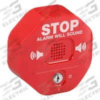 SAFETY TECHNOLOGY INTERNATIONAL Exit Door Alarm: 9 V DC, Key Lock, Red, Polycarbonate, Horn (MPN STI-6400). Key specifications — Power Source: Battery; Brand: SAFETY TECHNOLOGY INTERNATIONAL; Cylinder Type: Key Lock; Sound Type: Horn; Alarm Body Color: Red; Alarm Body Material: Polycarbonate.