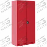 SANDUSKY Shelf Cabinet: 36 in x 18 in x 72 in, 4 Shelves, Recessed Handle & Keyed, 22 ga Panel, Adj (MPN EACR361872-01). Key specifications — attr113700: Adjustable; attr113673: Frame; attr113674: Red; attr113686: No; attr113685: Assembled; attr113675: Shelves; attr113689: Recessed; attr66488: SANDUSKY.