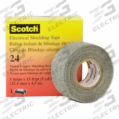 SCOTCH Conductive Electrical Tape: 1 in Wd, 5 yd Lg, 16 mil Thick, Electrostatic Shielding, Silver (MPN 24)