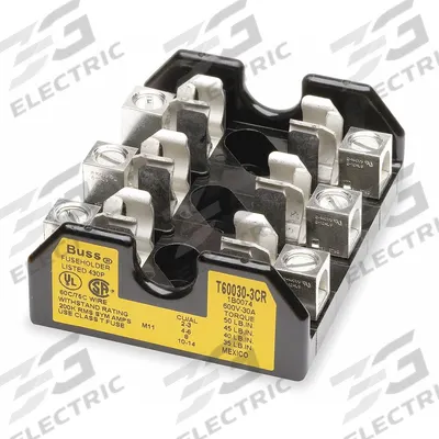 BUSSMANN Fuse Block: Open Block Design, 3 Pole, 600 V AC, Screw - Fuse Blocks for UL Class T Fuses