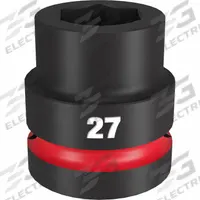MILWAUKEE Standard Impact Socket: 1 in Drive Size, Metric, 27 mm Socket Size, 6-Point, Std, Friction (MPN 49-66-6592). Key specifications — attr1215501: MILWAUKEE; attr1215515: Black Phosphate; attr1215518: 27 mm.