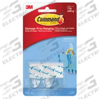 COMMAND Hook: 4 lb Wt Capacity, 1 Points per Hook, Clear, 2 in Overall Ht, 1 in Overall Wd, 2 PK (MPN 17092CLR-ES). Key specifications — Brand: COMMAND; Color: Clear.