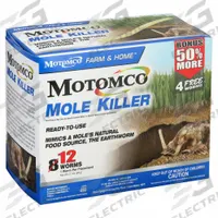 MOTOMCO Mole and Gopher Bait: Earthworm Shape, Outdoor Use, Bromethalin, Amber, 12 PK (MPN 34310)