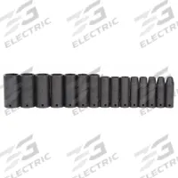 PROTO Impact Socket Set: 1/2 in Drive Size, Small Set (0-50 pieces) Set Size, 15 Pieces, Black Oxide (MPN J74117). Key specifications — attr1204251: PROTO; attr1215453: 1/2 in; attr1215454: 3/8 in to 1-1/14 in.