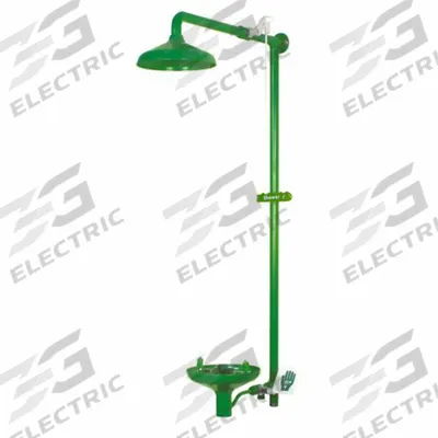 HUGHES SAFETY Shower with Eyewash: Wall Mnt, Stainless Steel Bowl - Wall-Mount Showers with Eyewash