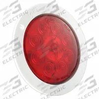 GROTE Stop/Turn/Tail Light: LED, Stop Light, Red, Round, 5 9/16 in Overall Dia, 5 9/16 in Overall Ht (MPN 53282). Key specifications — Standards: FMVSS 108; Electrical Connection: Pigtail; Brand: GROTE; Installation Type: Permanent; Lens Color: Red; Mount Type: Flange; Lighting Technology: LED; Light Type: Stop Light.