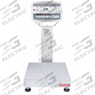 OHAUS Industrial Bench Scale: 12 in x 14 in, IP67, Column-Mounted, Defender 5000 - Bench Scales with Column-Mounted Indicator