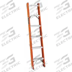 LOUISVILLE LADDER Straight Ladder: 6 ft Ladder Size, Fiberglass, 300 lb Load Capacity, 11 lb Wt (MPN FH1006). Key specifications — Color: Orange; Brand: LOUISVILLE LADDER; Shoe Type: Slip-Resistant.