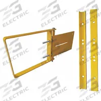 CONDOR Single-Door Metal: Steel, For 34 1/2 in to 38 1/2 in Opening Wd, 11 3/4 in x 1 1/2 in, Adj (MPN 31TT72). Key specifications — Brand: CONDOR; Includes Lock: No; Mounting Location: Flat Bar; Gate Finish/Color: Powder-Coated Yellow.