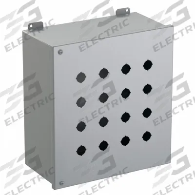 HAMMOND Push Button Enclosure: 22mm, 16 Holes, Carbon Steel - Enclosures for 22mm Operators