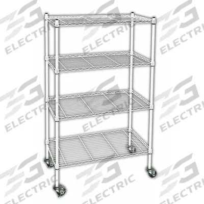 APPROVED VENDOR Wire Shelving Unit: 36 in x 18 in x 68 in, Dry, Split Sleeve, 4 Shelves - Mobile Wire Shelving for Dry Use