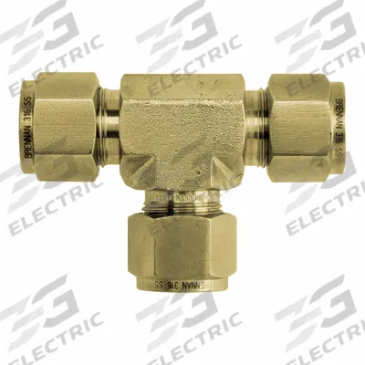 BRENNAN INDUSTRIES Compression Tee Fitting: 3/4 in OD x 3/4 in OD x 3/4 in OD Size - Clean & Bagged Double-Ferrule Brass Compression Fittings