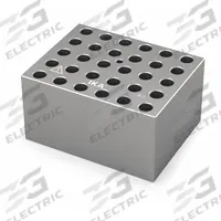 IKA Dry Block: Anodized Aluminum, 3 3/4 in Overall Wd, 3 in Overall Lg, 30 Wells, 8 1/4 mm Well Dia (MPN 4468600). Key specifications — Product Type: Dry Block Heater; Includes Thermometer Well: Yes; Material: Anodized Aluminum; Brand: IKA.