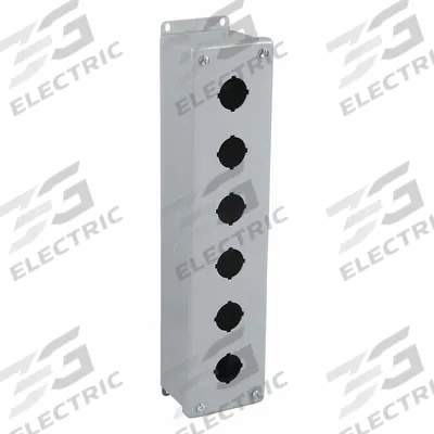 HOFFMAN Push Button Enclosure: 30mm, 6 Holes, Carbon Steel - Enclosures for 30mm Operators
