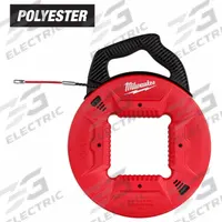 MILWAUKEE Fish Tape: 100 ft Lg, Manual Wind Tape Retraction, Spiral Tape Shape, Leader End Style (MPN 48-22-4195). Key specifications — attr306624: Spiral; attr306613: 48-22-4195; attr306630: Internal Rotating; attr306631: Winder Slide; attr306622: Polyester; attr306623: Polyester; attr306616: MILWAUKEE; attr542118: Manual Wind.