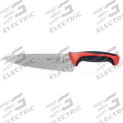 MERCER CUTLERY Chefs Knife: Sharp Edge, 8 in Overall Lg, Steel Blade, Red Handle, Stamped - Chef's Knives
