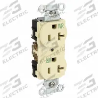 HUBBELL Receptacle: Duplex, 5-20, Ivory, 125V AC, 20 A, 2 Pole / 3 Wire (MPN BR20IWR)