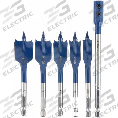 BOSCH Spade Drill Bit Set: 6 in Overall Lg, Bright (Uncoated), 1/4 in Shank Hex Size - Spade Drill Bit Sets