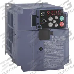 FUJI ELECTRIC Variable Frequency Drive: In Phase Three, Out Phase Three, 3 hp, No Bypass, Heat Sink (MPN FRN0006E2S-4GB). Key specifications — Style: Heat Sink; Color: Black/Blue/Gray; Output Phase: Three.