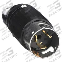 HUBBELL Locking Plug: Non-NEMA, Black/White, 480V AC, 50 A, 3 Pole, 4 Blade (MPN CS8165C). Key specifications — Brand: HUBBELL.