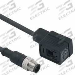 IFM Patch cable: M12 Male Straight x DIN Form B Industrial, 2 ft Cable Lg, PUR, Black, 5 Pins, IP67 (MPN E11432). Key specifications — Wire Size: 5.00 mm; Brand: IFM; Cable Jacket Color: Black; IP Rating: IP67.