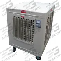 DAYTON Portable Evaporative Cooler: 1,000 sq ft – 1,400 sq ft, 5-15P, 120V AC (MPN 6RJZ3). Key specifications — attr1152013: 2; attr1151993: DAYTON.