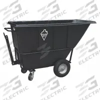 TOUGH GUY Tilt Truck: 27 cu ft, 2,100 lb, 77 in L x 34 1/2 in W x 36 in H, Black, Flat (MPN 21VK38). Key specifications — Color: Black; Brand: TOUGH GUY; Caster/Wheel Configuration: (2) Axle-Mounted.