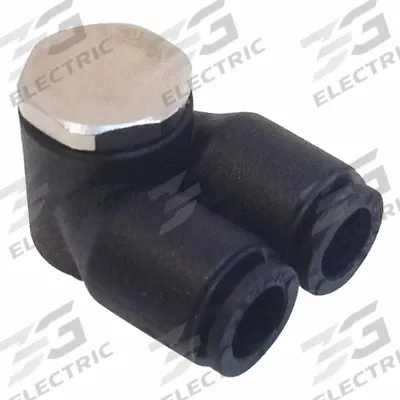 LEGRIS Push-Fit Twin Banjo Fitting: 1/4 in OD x 1/4 in OD Size - Nylon & Nickel-Plated Brass Tube Fittings