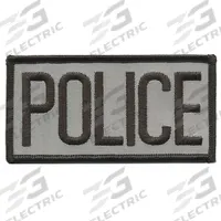 HEROS PRIDE Embroidered Patch: Police, 4 in x 2 in, Black/Gray, Plastic, Sew-On, Chest (MPN 10300). Key specifications — attr1074238: Sew-On; attr188498: 4 in x 2 in; attr188499: Gray; attr188500: Plastic; attr188503: Police; attr193746: HEROS PRIDE.