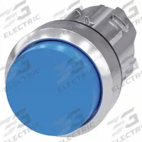 SIEMENS Extended Push Button: Blue, 22 mm Mounting Size, Metallic, Momentary (MPN 3SU1050-0BB50-0AA0). Key specifications — Brand: SIEMENS; Action: Momentary; Series: 3SU; Push Button Material Type: Metallic.