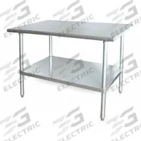 APPROVED VENDOR Work Table: Fixed Ht, Stainless Steel, 48 in x 24 in, 600 lb Overall Load Capacity (MPN 2KRE7). Key specifications — Brand: APPROVED VENDOR; Unit Type: Not Expandable or Modular.