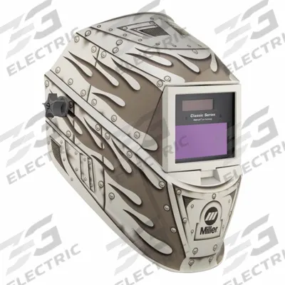 MILLER Welding Helmet: Auto-Darkening, 3 Arc Sensors, Black, W8/13, 5.88 sq in - Auto-Darkening Welding Helmets - Solid Color