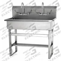 SANI-LAV Wash Station: 45 in Overall Ht, 37 in Bowl Lg, 8 in Bowl Dp, 0.5 gpm Flow Rate, 16 ga (MPN 54FFL-0.5). Key specifications — Includes Side Splash: Side Splash Not Included; Brand: SANI-LAV.