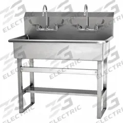 SANI-LAV Wash Station: 45 in Overall Ht, 37 in Bowl Lg, 8 in Bowl Dp, 0.5 gpm Flow Rate, 16 ga (MPN 54FFL-0.5). Key specifications — Includes Side Splash: Side Splash Not Included; Brand: SANI-LAV.