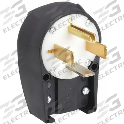 BRYANT Straight Blade Plug: 14-60P, 125/250V AC, 60 A, 3 Pole, 4 Blade, Black (MPN 9462ANPB) - Angled Plugs