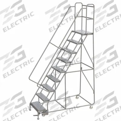 BALLYMORE Rolling Ladder: 7.5 ft Platform Ht, Assembled, Aluminum, Manual Lock - Aluminum Manual-Lock Ladders
