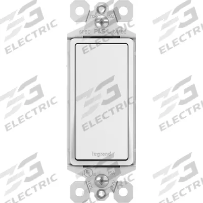 PASS & SEYMOUR Wall Switch: Rocker Switch, Single Pole, Maintained, White - Rocker Wall Switches