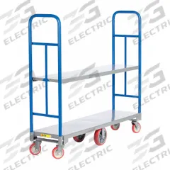 LITTLE GIANT Platform Truck: 2,000 lb, 48 in L x 16 in W x 10 in H Deck, Solid, 12 ga Deck, Smooth (MPN HE-1648-RS). Key specifications — Side Panel Type: No Side Panels; Brand: LITTLE GIANT; Color: Blue; Caster/Wheel Configuration: (4) Swivel.