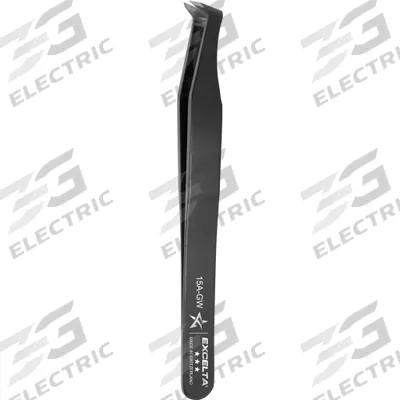 EXCELTA Tweezers: Carbon Steel, Round, Bent Tip - High-Precision Tweezers