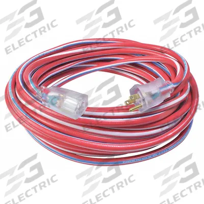 SOUTHWIRE Extension Cord: Outdoor Use, 25 ft Lg, Outlet, 5-15P, 12/3, SJTW, Blue/Red/White - Outdoor Extension Cords with Single Outlet