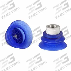 SCHMALZ Vacuum Pad Assembly: Bellows, 1.5 Folds, G3/8 in, 55 mm Pad Dia, Elastodur ED, Blue, 85 A (MPN 10.01.42.00008). Key specifications — attr1019101: 10.01.42.00008; attr1019103: SCHMALZ; attr1019107: 85 A.