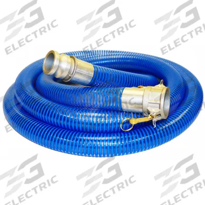 KURIYAMA Suction and Discharge Hose: 3/4 in Hose Inside Dia., 115 psi, Blue/Clear - PVC Water Suction & Discharge Hose Assemblies with PVC Helix Reinforcement
