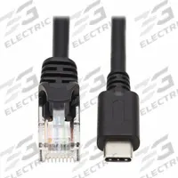 EATON TRIPP LITE Rollover Console Cable: 6 ft Overall Lg, RJ45 Male, USB C Male, Shielded, Black (MPN U209-006-RJ45XC). Key specifications — Jacket Color: Black; Jacket Material: PVC; Shielded: Shielded; Brand: EATON TRIPP LITE; Compatible Product Type: Laptop.
