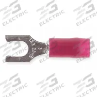 STA-KON Fork Terminals: Red, Nylon, #8 Stud Size, 22 AWG – 16 AWG Wire Range, Locking Fork, 600 V (MPN RA18-8FL). Key specifications — Barrel Style: Insulation Grip; Manufacturer Part Number: RA18-8FL; Brand: STA-KON; Series: RA2243.