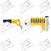 DEWALT Reciprocating Saw Kit: 10 A Current, 1 1/8 in Stroke Lg, Straight, Shoe Not Adj, 7 lb Tool Wt (MPN DWE304/DWAR8SETCS). Key specifications — attr1170485: DEWALT; attr1170490: Shoe Not Adjustable; attr1170491: Full-Size.