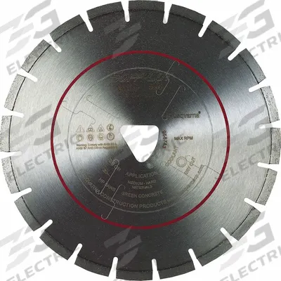 HUSQVARNA Diamond Saw Blade: Green Concrete, 14 in Blade Dia., Wet, For Soft Cut Saw - Demolition Work Blades